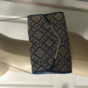 Poppie Jones Purse Blue and Gold Stylish  Women's Bag